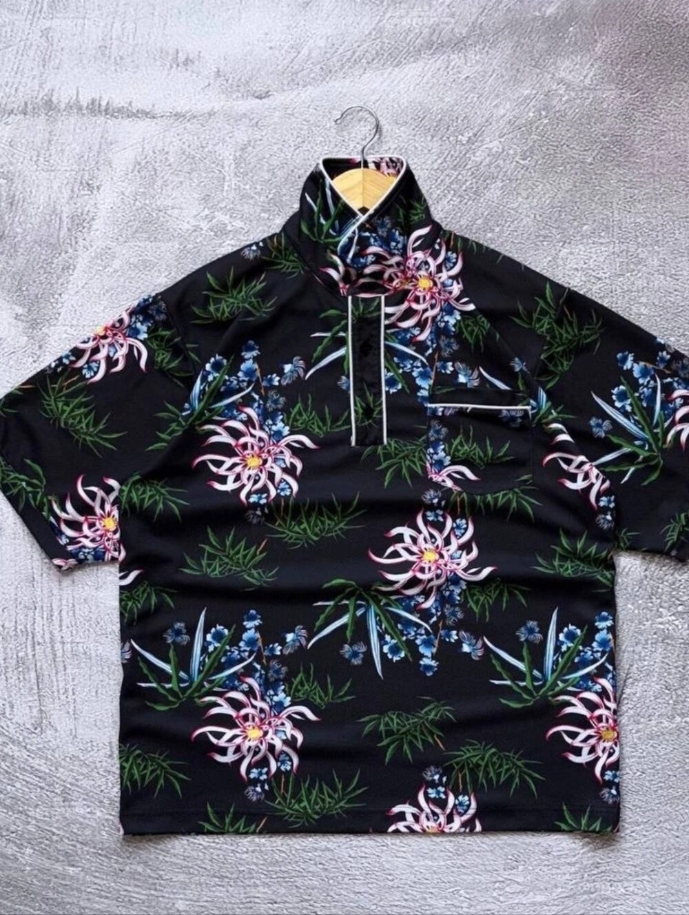Rare Kenzo Sea Lily Polo Shirt With Floral Print Size L